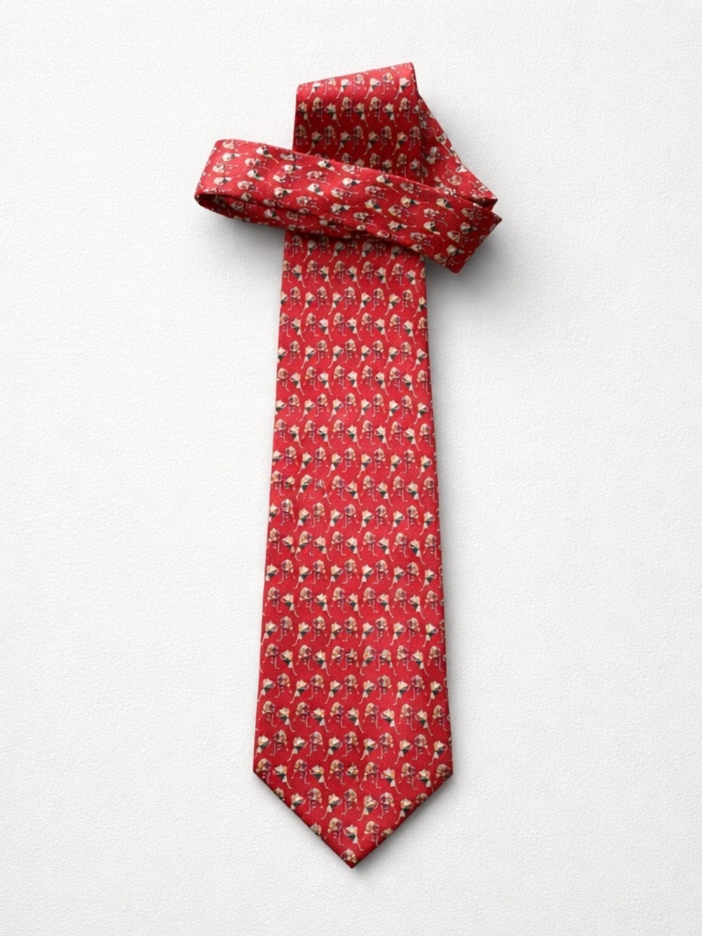 Museum Artifacts Red Blue Cream Black Hockey Players Sticks Pucks Satin Necktie